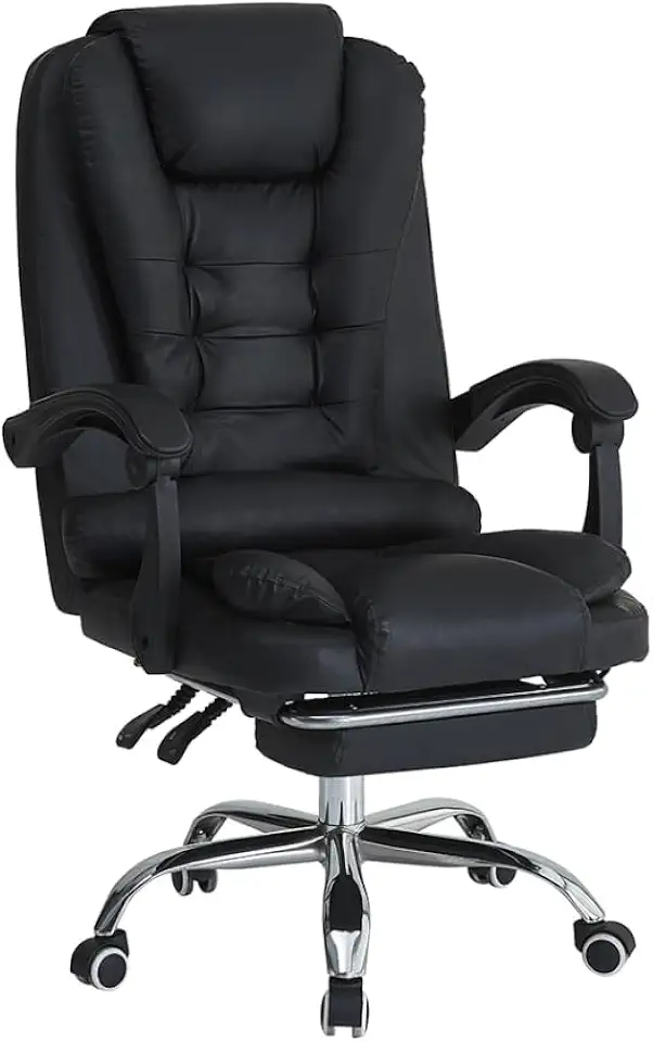 Cadeira Executiva Preta, com Massagem Integrada, Apoio de Pés Retrátil, Ergonomica, Giratória 360°