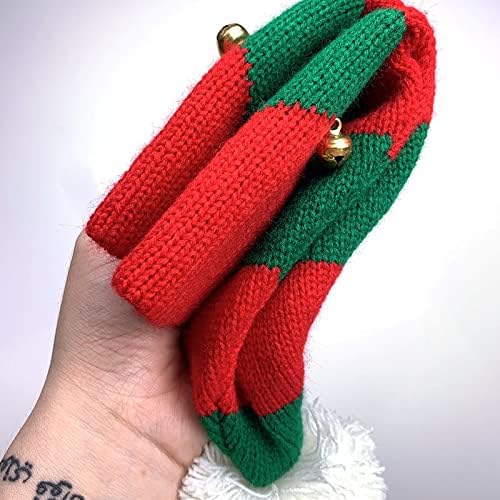 Chapéus de elfo de Natal com Jingle Bells, chapéu de Papai Noel, gorro de tricô quente de inverno pa