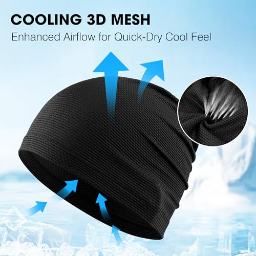 Image of WTACTFUL 1-2-4 Pack Cooling Skull Cap Men Women, 3D Mesh Breathable | Moisture-Wicking, Quick-Drying, Lightweight, Deep Fit for Long Hair & Braids, Hard Hat Liner, Motorcycle Cycling