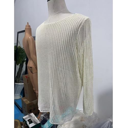 Men's Mesh Shirt See Through Long Sleeve Fitted Crew Neck Muscle Top Undershirt Party Club4