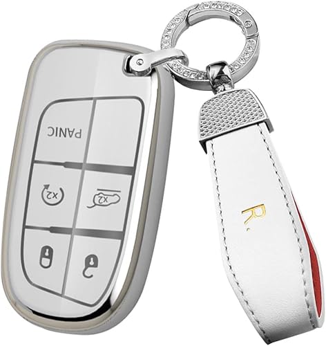 Miniatura 9 de ontto Funda para llavero para Jeep de 5 botones, funda inteligente para llave de automóvil Grand Cherokee Renegade, soporte de llave de TPU para