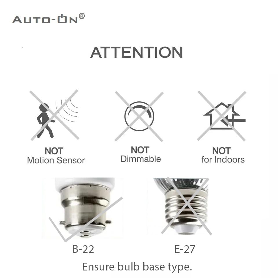 Image of Auto-ON Day /Night Sensor LED Bulb (9W) (Always ON During Night, Auto-Off During Day) (One Year Warranty) (White Pack Of 4, B22)