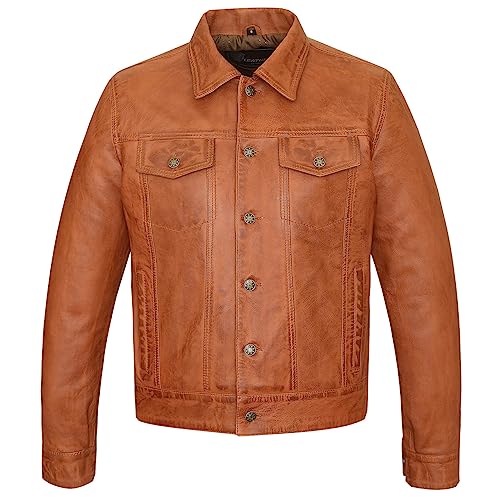 Vance Leather' Men's Black Motorcycle Trucker Premium Leather Jacket2