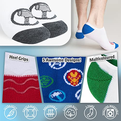 Marvel Mens Socks Summer Anti Slip Invisible Socks for Men 5 Pack4