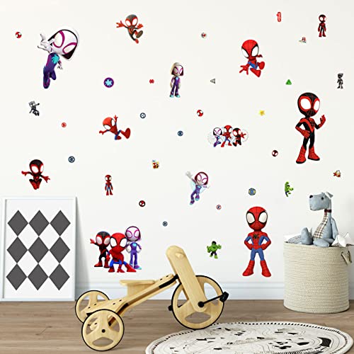 4 Sheets Superhero Peel And Stick Wall Decals Waterproof Durable Wall Stickers Ideal For Boys Bedroom Bathroom Nursery Playroom Wall Decor #TOP4