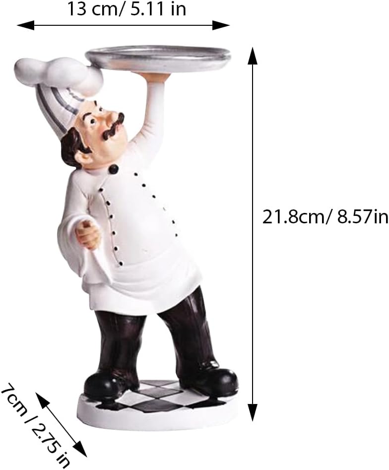 Cabilock Cooks Character Figurine Holding Tray Resin Chef Statue for Kitchen Decor Bakery Ornaments Home and Restaurant Decoration White