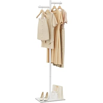 Classic Coat Hangers with Natural Stable Rock Base 175 cm White