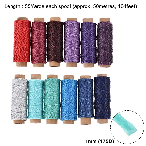 Set de hilo encerado para coser cuero 12 colores 55 yardas miniatura 2