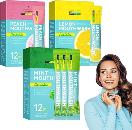 TPPDZYLEKZ Paquete de 60 enjuagues bucales portátiles para un Aliento Fresco, Mini Enjuague bucal Individual, Productos de Enjuague bucal de tamaño de Viaje para Mujeres y Hombres,3 Box