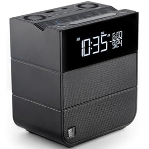 Sound Rise II, SFQ-16: Bedside Alarm Clock Radio & Bluetooth Speaker, with Large Display Screen, FM Radio, Fast USB Charging, and Nature Sound