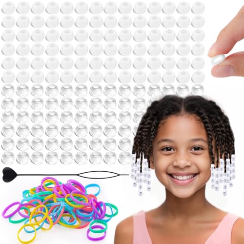 Tinkrstuff 160Pcs 10mm White Mix Small Silicone Beads for Hair