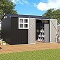 Verano Garden 10x8FT Outdoor Storage Shed, Large Galvanized Steel Metal Garden Shed with Window, Lockable Double Door, Outdoor Tool Shed for Backyard, Patio, Lawn(113.39"x98.03"x77.56")