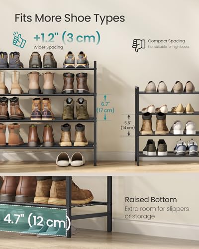 Image of SONGMICS Metal Shoe Rack, Free Standing Shoe Organizer for Entryway Closet Garage Small Spaces, Heavy-Duty Slim Steel Storage Shelf, 4-Tier, Fits 15-20 Pairs, Black ULMR044BP01