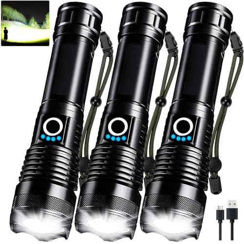 Lampe de poche LED haute luminosité rechargeable 3 torches étanches 5 modes