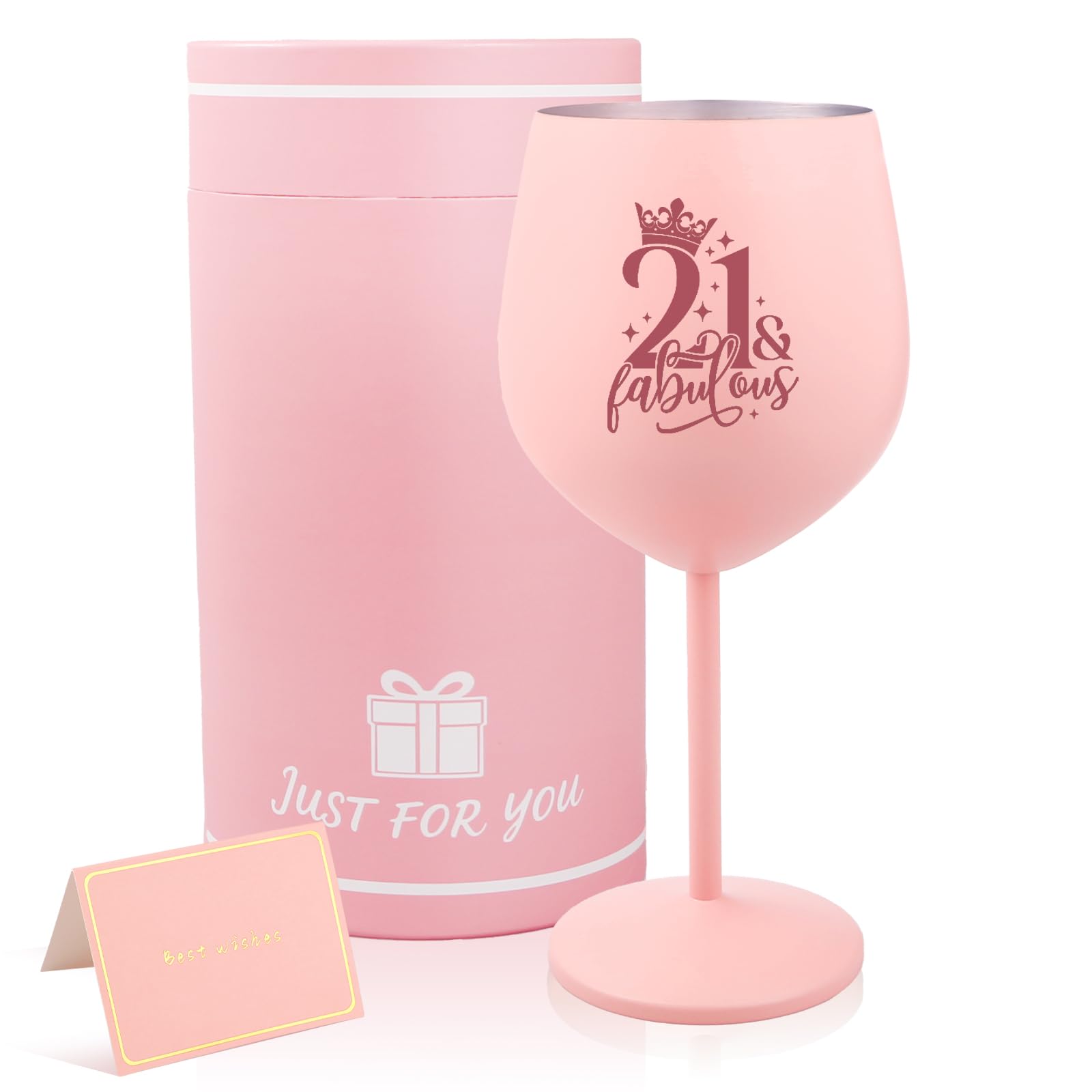 Bliceon 21st Birthday Gifts for Girls, Personalised Wine Glass Gift for Unusual Girls 21st Birthday Gifts, Anniversary, Party Decoration (Pink) โ image 1