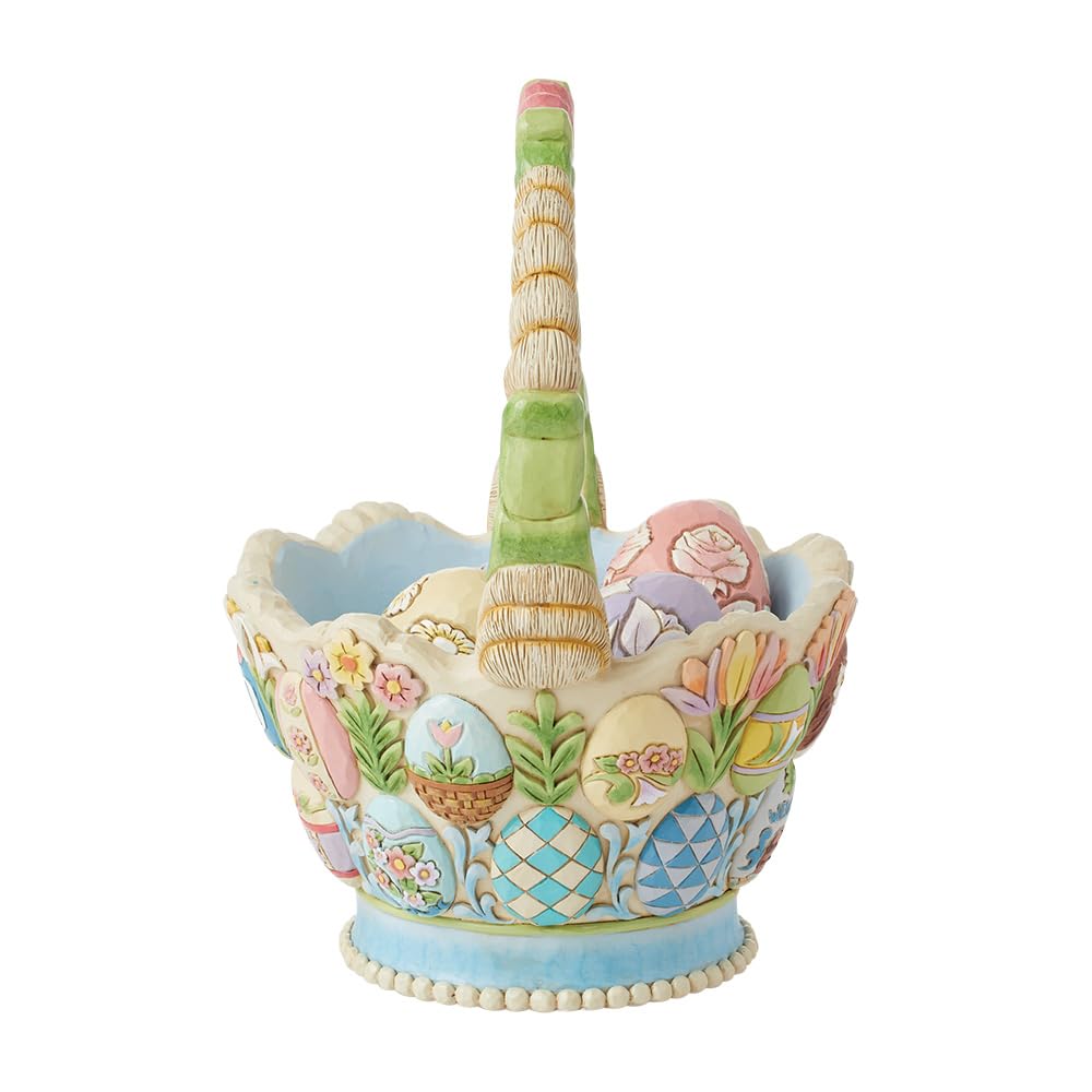 Enesco Jim Shore Heartwood Creek - Set di 5 statuette con cestino pasquale annuale e uova di Pasqua, in resina, realizzate a mano, da collezione, statuette pasquali decorative per la casa, 21 cm