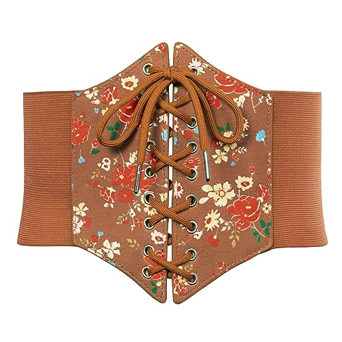 GRACE KARIN Womens Corset Belt Vintage Lace-up Cinch Elastic Waist Belt