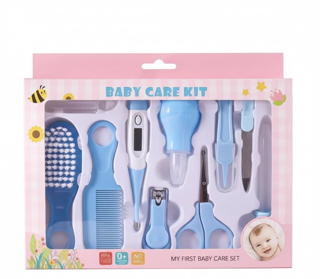Baby Care Kit – 10-in-1 Newborn Grooming & Healthcare Set | BPA-Free Baby Nail Cutter, Comb, Brush, Thermometer, Nasal Aspirator & Safety Scissors | Infant Essentials Gift Set for Newborns-image-38