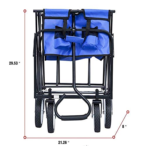 Carretilla Plegable para Jardín, Carro de Camping, Carretilla de Compras Plegable con Bolsa Lateral y Bolsa de Almacenaje, Azul miniatura 6