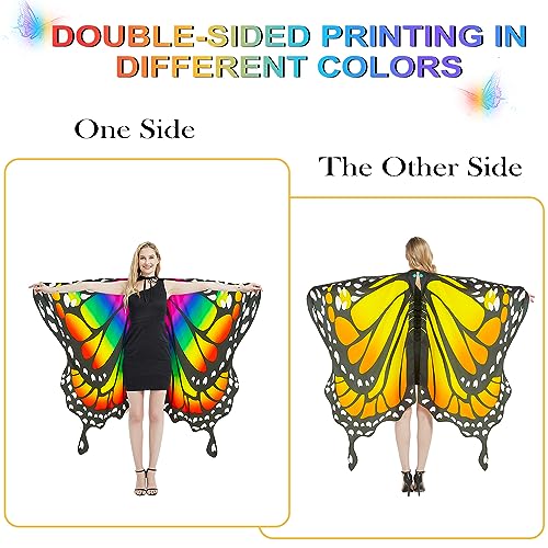 plainshe Butterfly Wings Double-Sided, Fairy Wings for Adults Halloween Costumes for Women 3PCS Butterfly Cape Set (Double-Sided 2) - Image 2