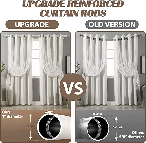 Miniatura 3 de Barras De Cortina Doble, 76-238cm Barra De Cortina Doble Extensible Con Terminales Con Soportes, Barra De Cortina De Acero Inoxidable Decorativa Ajustable Para Sala De Estar Blanco