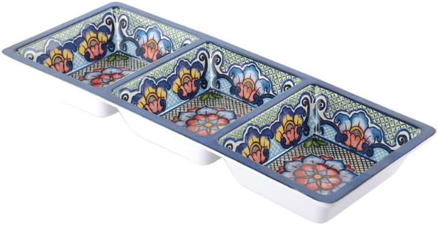 Prepara Talavera 3-Section Tray, Blue