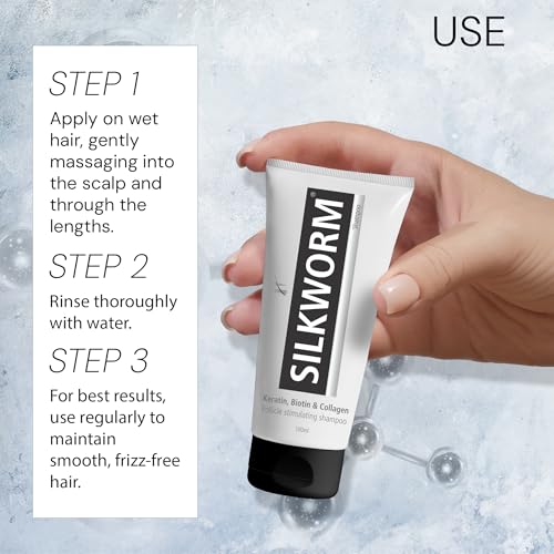 Image of APPLE THERAPEUTICS Silkworm Shampoo 100ml | Keratin Intensive Multi Peptide Anti Hair Fall Shampoo with Biotin & Collagen Conditioning Formula for Smooth & Silky Hair | for Women & Men