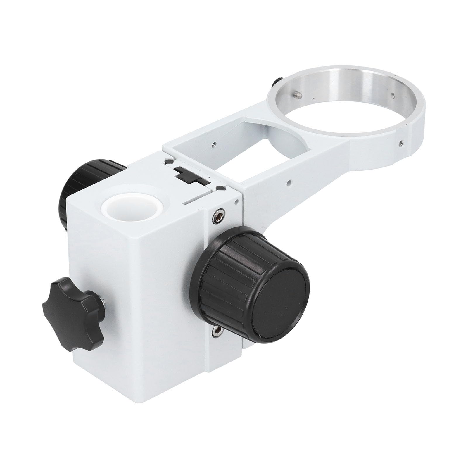 lyrlody Staffa di Messa a Fuoco per Microscopio Supporto di Messa a Fuoco per Microscopio in Lega di Alluminio con Anello da 76 Mm Rack Regolabile per Microscopi Stereo Binoculari Trinoculari