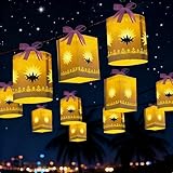 20 Pcs DIY Hanging Lanterns with String Light, Sun-Shaped Thickened Paper Cutout Lantern for Home Yard Decor, Suitable for Princess Girls Birthday Party Wedding Xmas Festival Decorations