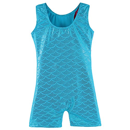 Hoziy Gymnastics Leotards For Girls Biketard With Shorts Sparkly Mermaid Size 9-10 Years Old #TOP1