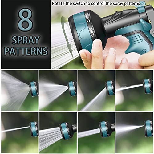 Hose Nozzle,2023 Upgrade Garden Hose Nozzle,8 Adjustable Watering Patterns Hose Sprayer Nozzle & Water Hose Nozzle, Hose Sprayer Suitable For Watering Plants/Washing Cars/Showering Pets (Blue) #TOP2