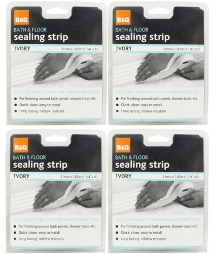 4x B&Q Bath & Floor Silicone Sealing Strip - Ivory (Size: 31mm x 1.83)