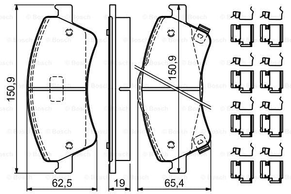 Bosch BP1921 Brake Pads - Front Axle - ECE-R90 Certified - 1