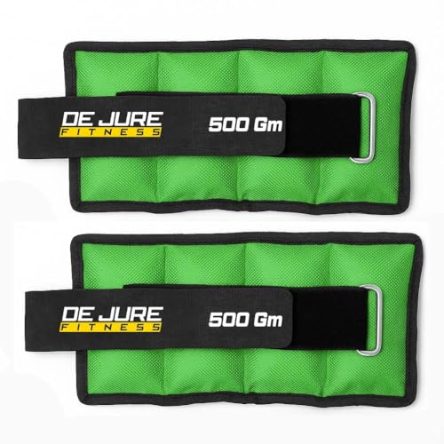Image of De Jure Fitness Adjustable Ankle & Wrist Weights Pair (0.5KG x 2) for Men & Women | Strength Training, Walking, Running, Workout, Yoga | Comfortable, Durable | Green - 1KG