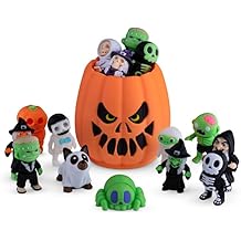 Distractibles Spooky Mystery Box, 10 Articulated Ghoulish Figures with Pumpkin Container, Random Figures and Mystery Removeable Pumpkin Lid