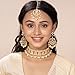 Aheli Elegant Indian Faux Kundan Studded Choker Necklace with Maang Tikka Earrings Set Ethnic Wedding Festive Wear Fashion Jewelry Gift for Women