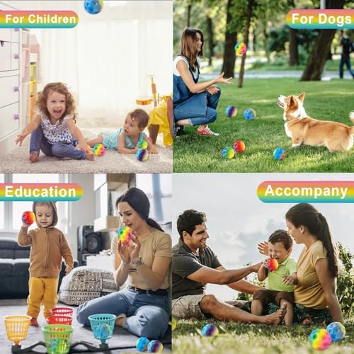 Ycaaeo 6 Stück Jump Ball Leuchtend mit Geschenkbox Flummiball High Bouncing Galaxy Moon Spaceballs Leuchtender Springball für Kinder Outdoor & Indoor