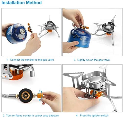 Awroutdoor 3500W Camping Gas Stove Portable, Backpacking Gas Stove Small Collapsible with Piezo Ignition, Fishing Stove Windproof Lightweight, Camp Stove Set for Outdoor Hiking, Picnic, Trekking, BBQ