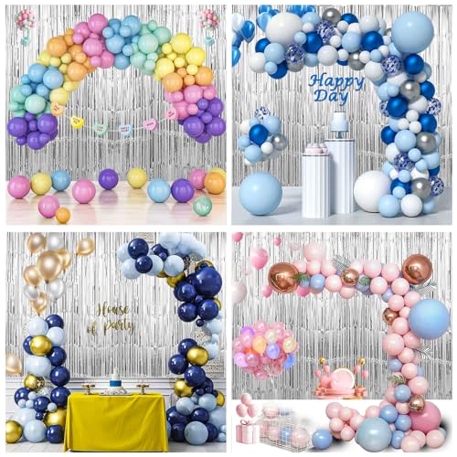 TenLaitech 3 Pack 3.3 x 9.9 ft Silver Foil Fringe Backdrop Curtain, Streamer Backdrop Curtains, Streamers Birthday Party Decorations, Tinsel Curtain for Parties, Galentines Decor, Preppy, Photo Booth