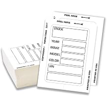 Versa Tag Window Stock Stickers for New and Used Cars | 200 Count | Double Pack | USA White