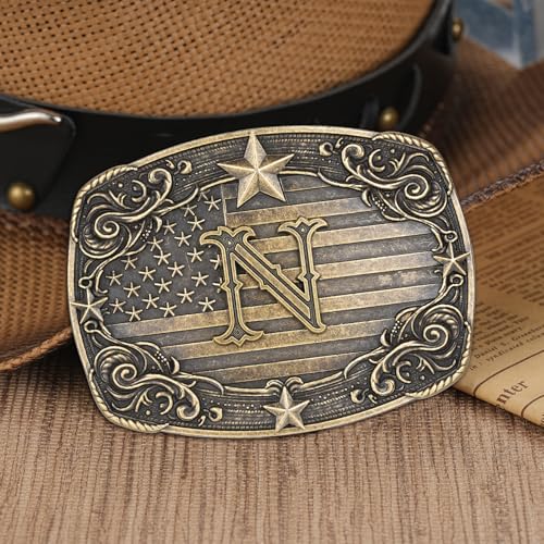 Image of Western Belt Buckle for Men Women Initial Letter A to Z Cowboy Belt Buckle Texas Buckle hebillas vaqueras para hombre