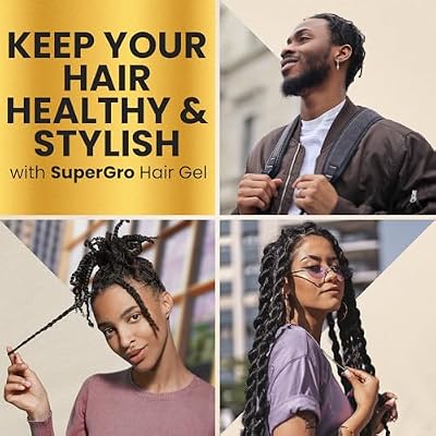 SuperGro Hair Gel with Extra Hold - For Braiding, Locking, Instant Edge Control, Twisting, Retwisting - Natural Grip Jam for Neat Shining - Braid, Loc Care Gel with Black Castor Oil - 8 Oz