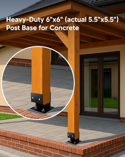 2Pack 6"x6" Concrete Post Base Anchor Bracket, Heavy U-Shape Post Base with Rebars for Concrete Foundation, Support for Wood Posts, Deck, Fence, Gazebo, Pergola Foundation - Image 2