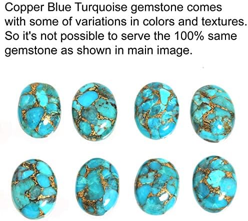 JEWELOPORIUM Copper Blue Turquoise Silver Ring Size 7.5, 925 Sterling Silver Ring for Women, Oval Stone Boho Jewelry - 4