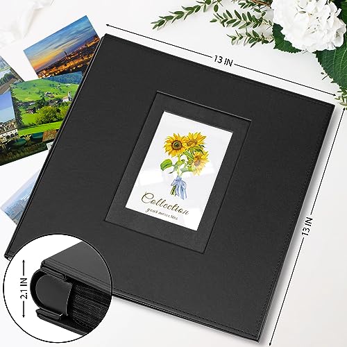 Photo Album 4x6 600 Photos, Leather Cover Extra Large Capacity Holds 600 Horizontal and Vertical 4x6 Pictures Record Valentine\'s Day Christmas Holiday Commemorative Gift(Black, 600 Pockets) - Thumbnail 2