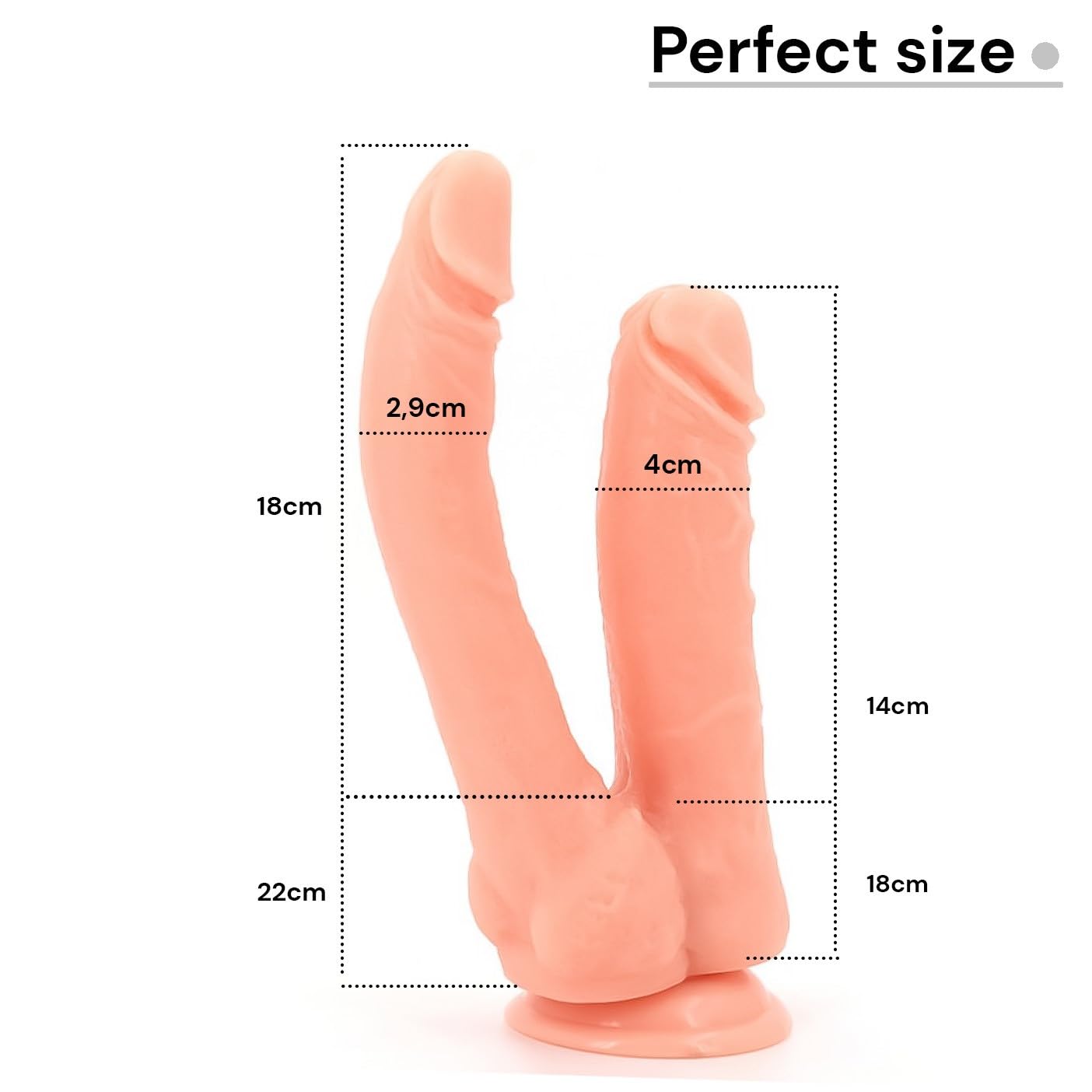 FOPS Dildo Doppio Realistico per Doppia Penetrazione Vaginale Anale Donna con Ventosa Potente Flessibile Sex Toy per Stimolazione Profonda Mani Libere Piacere Intenso da Sola D27
