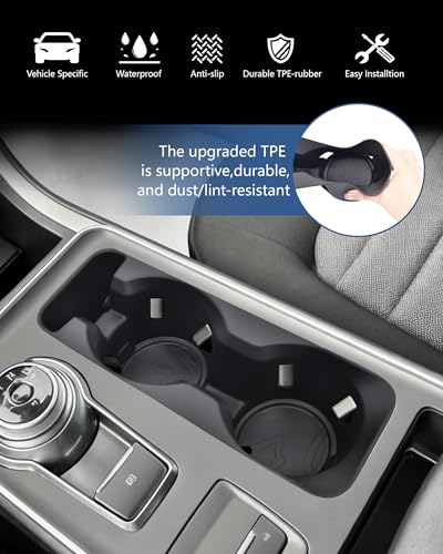 Image of Cup Holder Inserts for Ford Explorer 2020-2024 Accessories, Non-Slip TPE Center Console Cup Holder Protector Organizer for Explorer Interior Accessories