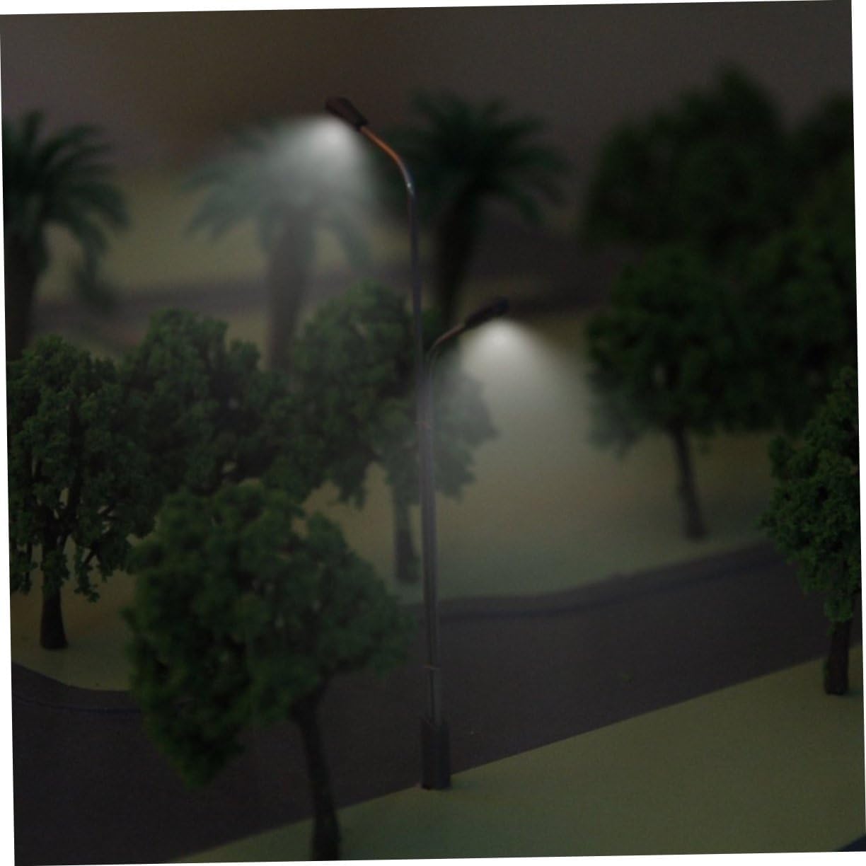EXCEART 10pcs Scale Model Street Light Dual-Head Lampposts with Wires Bulbs White Height for Dollhouse Model Layout Decoration