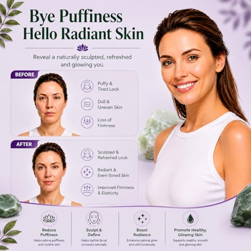 Image of Korean Jade Gua Sha Facial Massager Tool | Natural Stone Guasha | Jawline, Double Chin, Wrinkles | Face Sculpting Stone Massager, Comes in Premium Rigid Box best for Gift