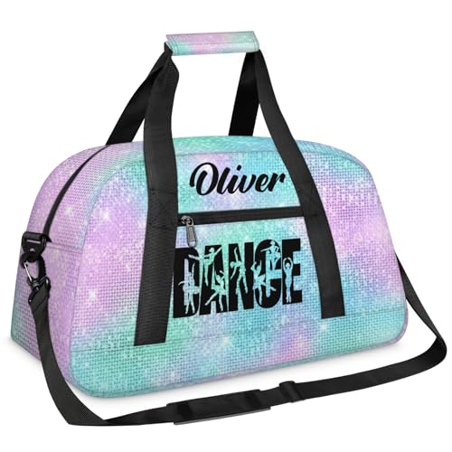 Personalized-Dance-Bag for Girl Custom-Gymnastics-Bag Sport Duffel Bag Ballet Bag Cheerleader Weekender Bags Travel Bag for Kids Dance Girl Glitter2